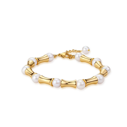 Bamboo Chain Pearl Bracelet - Zafari Studio Jewelry
