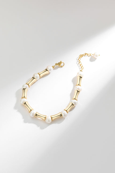 Bamboo Chain Pearl Bracelet - Zafari Studio Jewelry