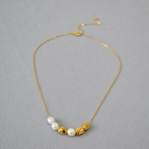 Baroque Pearl & 18K Gold Bead Harmony Necklace - Zafari Studio Jewelry