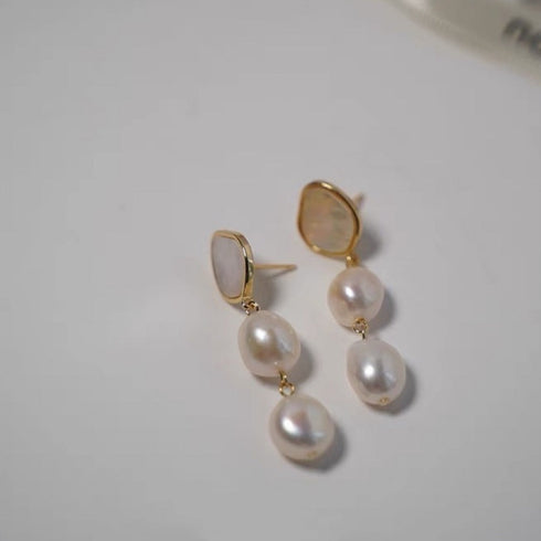Teardrop Barqoue Pearl Shell Earrings - Zafari Studio Jewelry