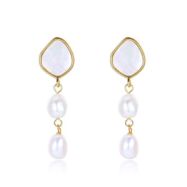 Teardrop Barqoue Pearl Shell Earrings - Zafari Studio Jewelry