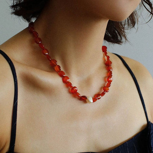 Red Onyx with Baroque Necklace l Bracelet - Zafari Studio Jewelry