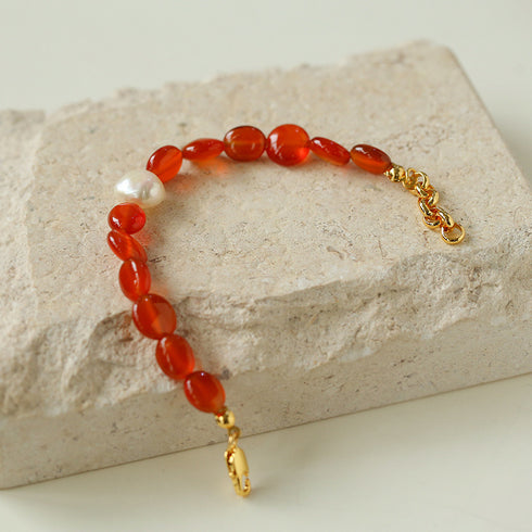Red Onyx with Baroque Necklace l Bracelet - Zafari Studio Jewelry