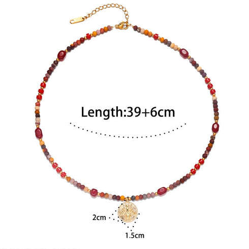 Dopamine Beaded Coin Pendant Necklace - Zafari Studio Jewelry