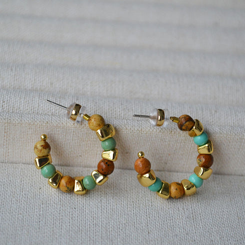 Color Beaded Hoop Earrings - Zafari Studio Jewelry