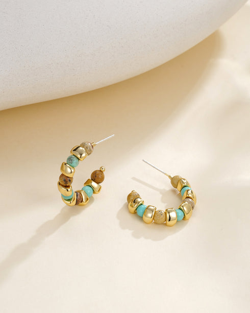 Beaded Color Hoop Earrings