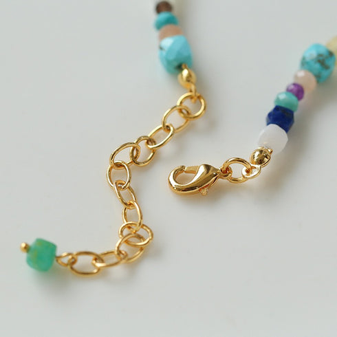 Blue Multi-gems stitching chain colorful necklace and bracelet ( Purchase Individually) - Zafari Studio Jewelry