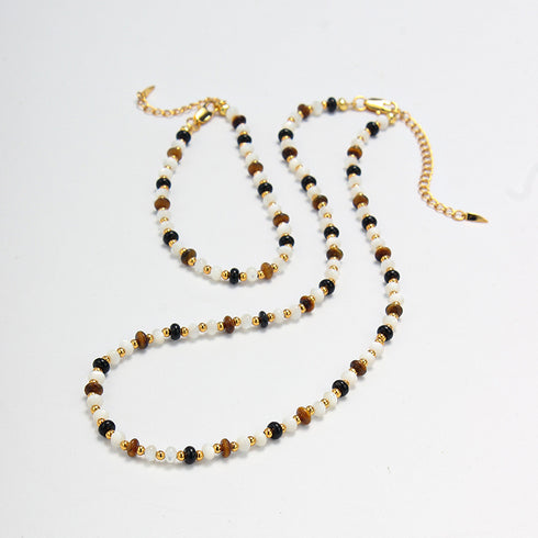 Tiger’s Eye and Black Agate Gemstones Necklace, Bracelet or Full Se - Zafari Studio Jewelry