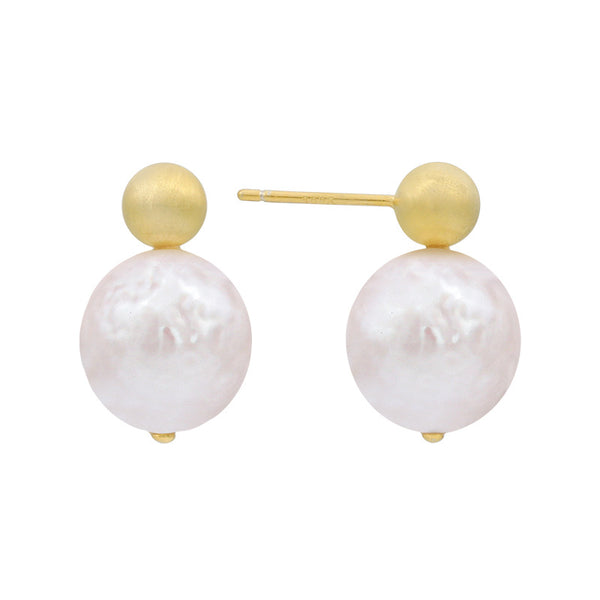 Gold Bean Baroque Pearl Earrings - Zafari Studio Jewelry