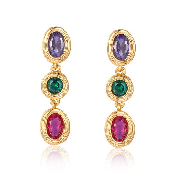 Multicolor Stones Drop Earrings - Zafari Studio Jewelry