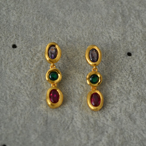 Multicolor Stones Drop Earrings - Zafari Studio Jewelry