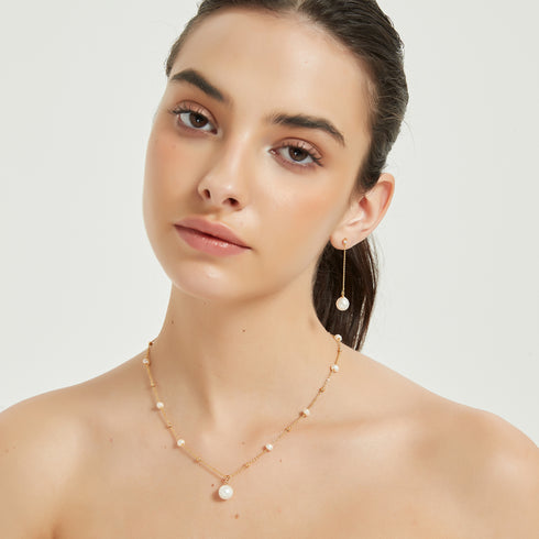 Pearl Teardrop Pendant Beaded Necklace - Zafari Studio Jewelry