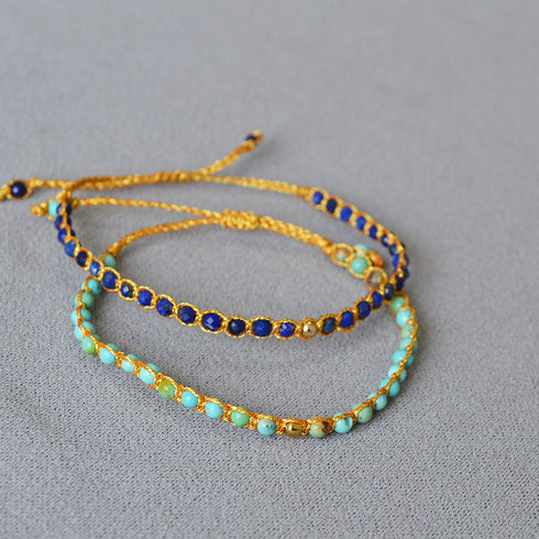 Bohemian Blue Gemstones Beaded Bracelet - Zafari Studio Jewelry