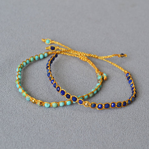 Bohemian Blue Gemstones Beaded Bracelet - Zafari Studio Jewelry