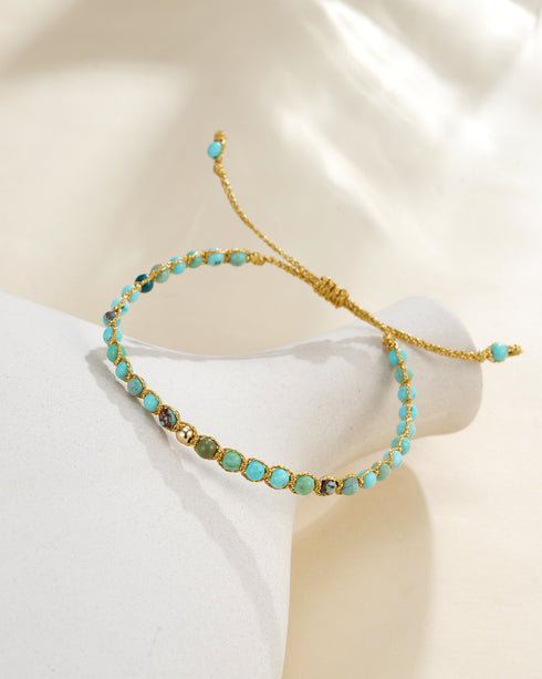 Blue Gem Gold Beaded Bracelet