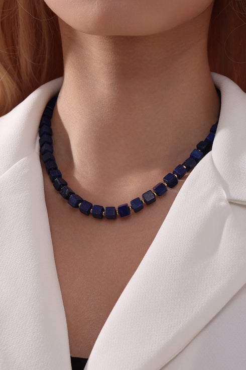 Square Blue Lapis Lazuli Necklace - Zafari Studio - Zafari Jewlery