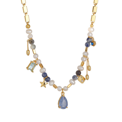 Elements Zircon Stones & Pearl Necklace - Zafari Studio Jewelry