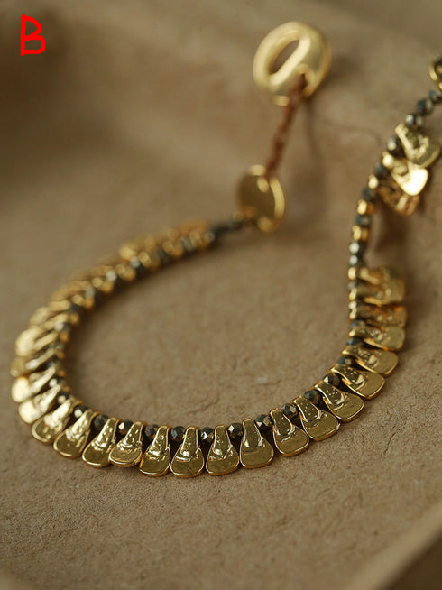 Gold Coin Pendant Bracelet - Zafari Studio Jewelry
