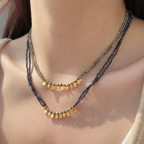 Black Natural Stones Stack Necklace - Zafari Studio Jewelry