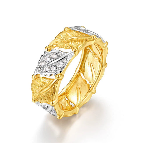 Brushed Leaf Zirconia Ring - Zafari Studio Jewelry