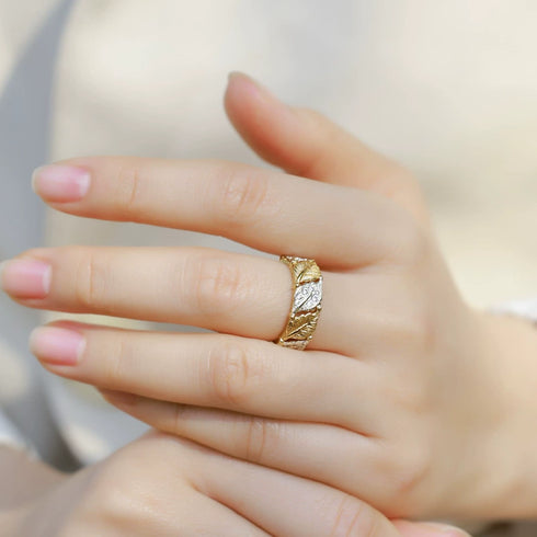 Brushed Leaf Zirconia Ring - Zafari Studio Jewelry