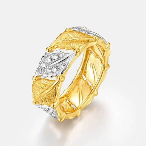 Brushed Leaf Zirconia Ring - Zafari Studio Jewelry