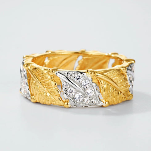 Brushed Leaf Zirconia Ring - Zafari Studio Jewelry