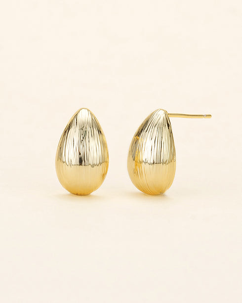 Gold Brushed Teardrop Stud Earrings - Zafari Studio Jewelry