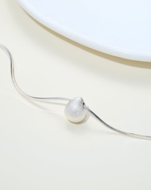 Brushed Teardrop Necklace Sterling Silver