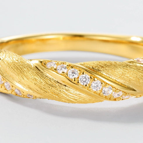 Brushed Cubic Zirconia Ring - Zafari Studio Jewelry