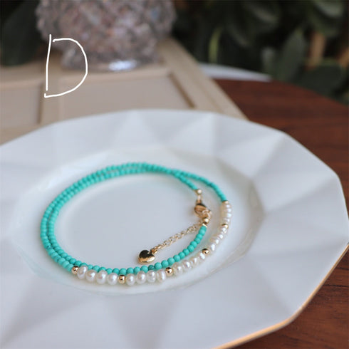 Fresh Turquoise and Freshwater Pearl Necklace with Agate Beads - Zafari Studio Jewelry