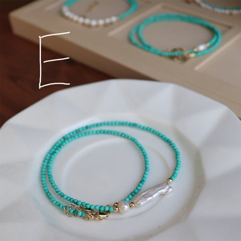 Fresh Turquoise and Freshwater Pearl Necklace with Agate Beads - Zafari Studio Jewelry