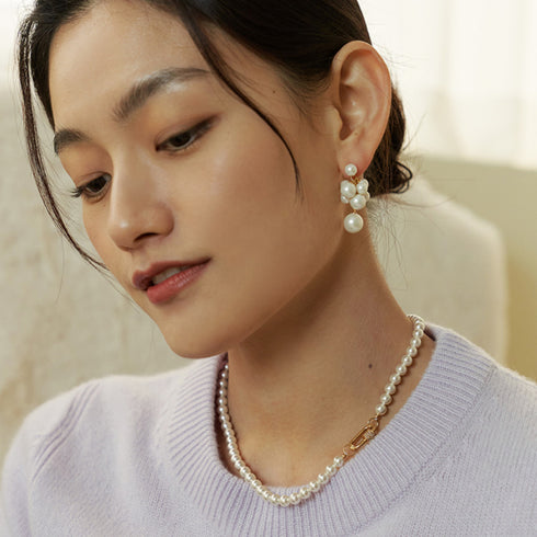 Cluster Pearl Earrings - Zafari Studio Jewelry