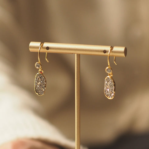 Vintage Coin Zirconia Hook Earrings - Zafari Studio Jewelry