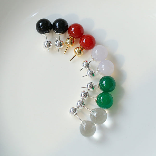 Crystal Amethyst Blue Agate Earrings - Zafari Studio Jewelry