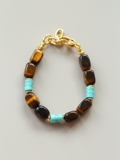 Tiger's Eye & Turquoise Necklace and Bracelet - Zafari Studio Jewelry