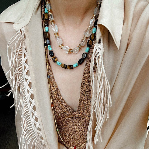 Tiger's Eye & Turquoise Necklace and Bracelet - Zafari Studio Jewelry