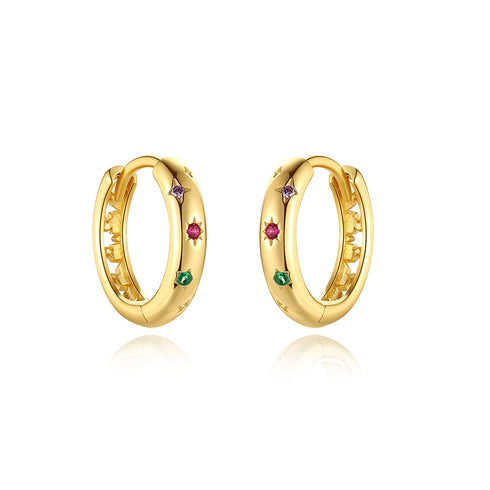 Multicolor Zirconia Hoop Earrings - Zafari Studio Jewelry