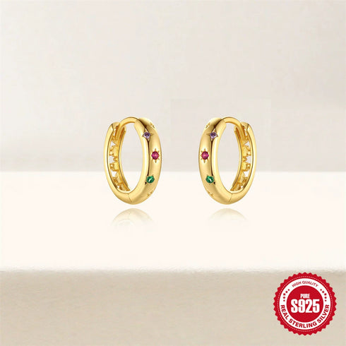 Multicolor Zirconia Hoop Earrings - Zafari Studio Jewelry