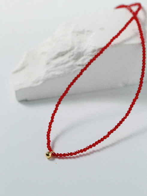 Red Spinel Gold Bean Necklace - Zafari Studio - Zafari Jewlery