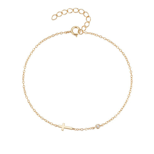 Mini Cross Bracelet with Zirconia - Zafari Studio Jewelry