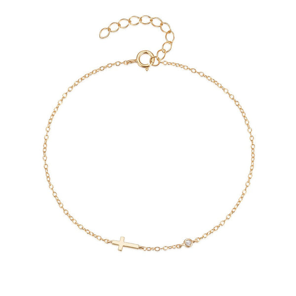 Mini Cross Bracelet with Zirconia - Zafari Studio Jewelry