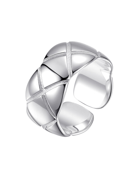 Cross Pattern Silver Wide Ring Sterling Silver