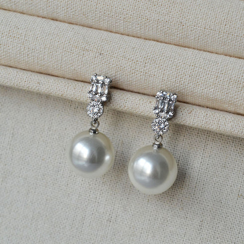 Swarovski Pearl & Zirconia Drop Earrings - Zafari Studio Jewelry