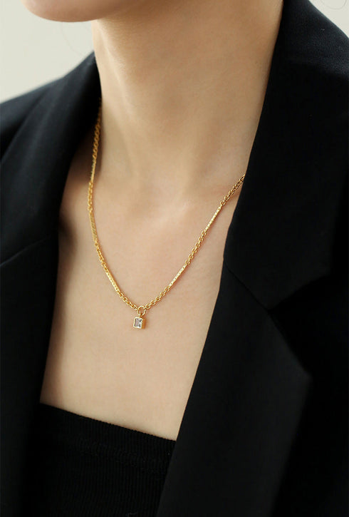 Zirconia Cube Pendant Necklace - Zafari Studio Jewelry