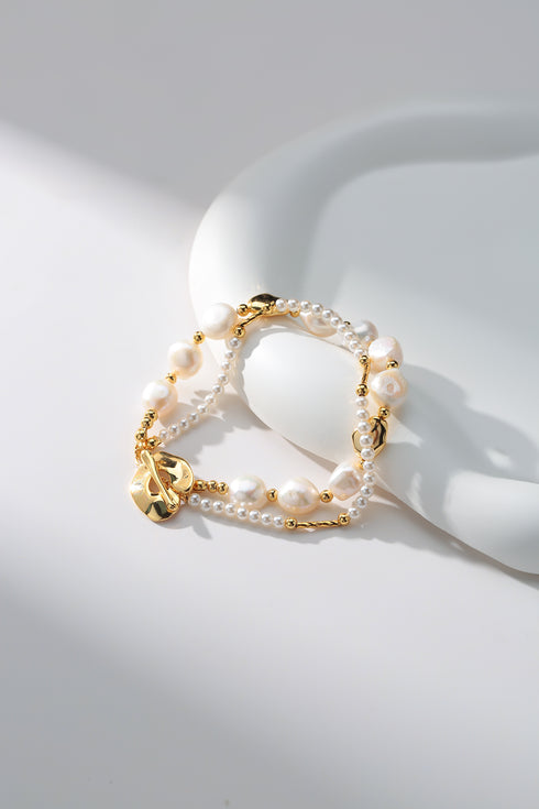 Double-Layered Baroque Pearl Bracelet - Zafari Studio Jewelry