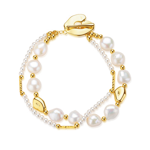 Double-Layered Baroque Pearl Bracelet - Zafari Studio Jewelry
