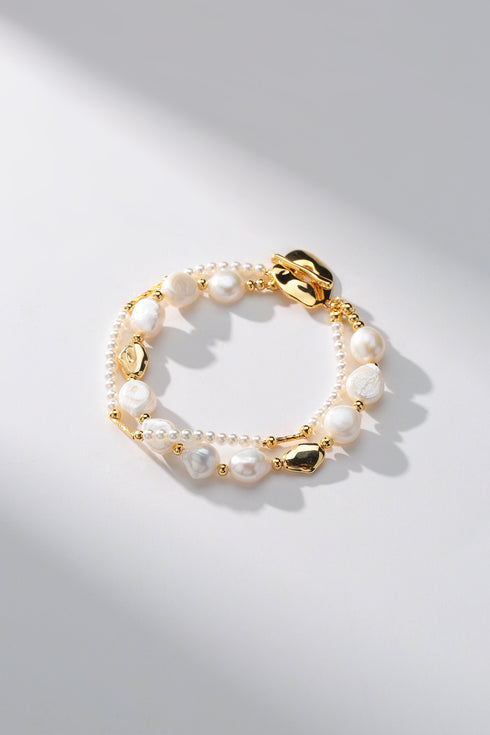 Double-Layered Baroque Pearl Bracelet - Zafari Studio Jewelry