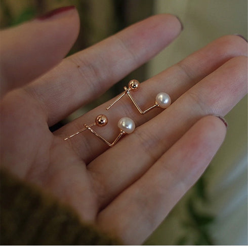 Mini Gold Ball Pearl Stud Earrings - Zafari Studio Jewelry