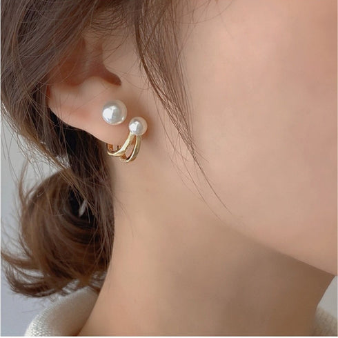 Dual Pearl Ear Studs - Zafari Studio Jewelry